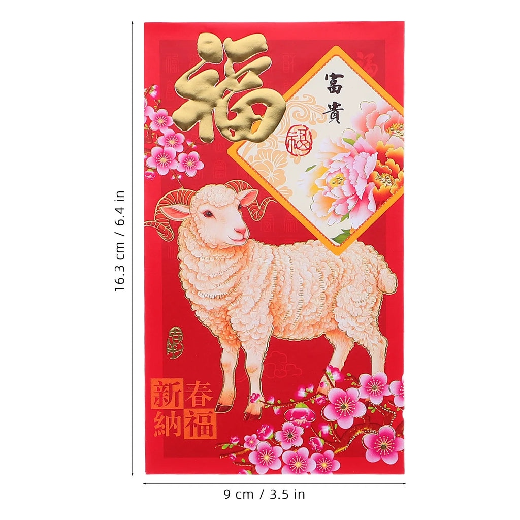 36-Pack Lunar New Year Red Envelopes Sheep Motif Hongbao Set Red Envelopes Set SWANS