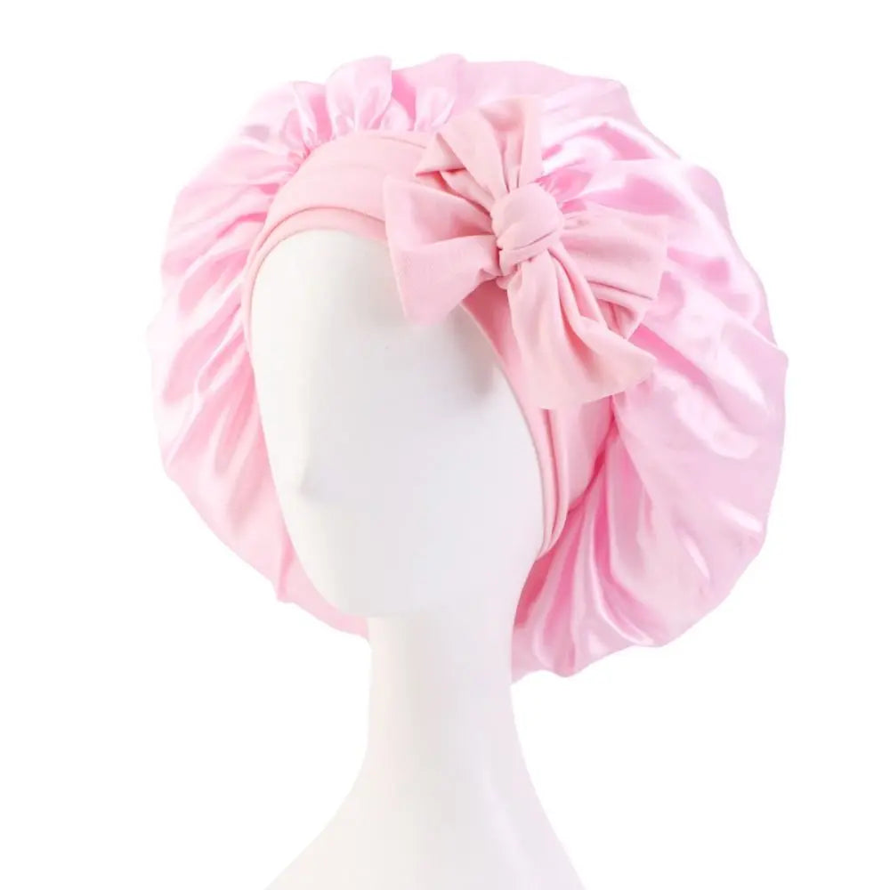 Satin Sleep Cap Turban Bonnet Wide Headband | Hair Care Satin Sleep Bonnet SWANS pink
