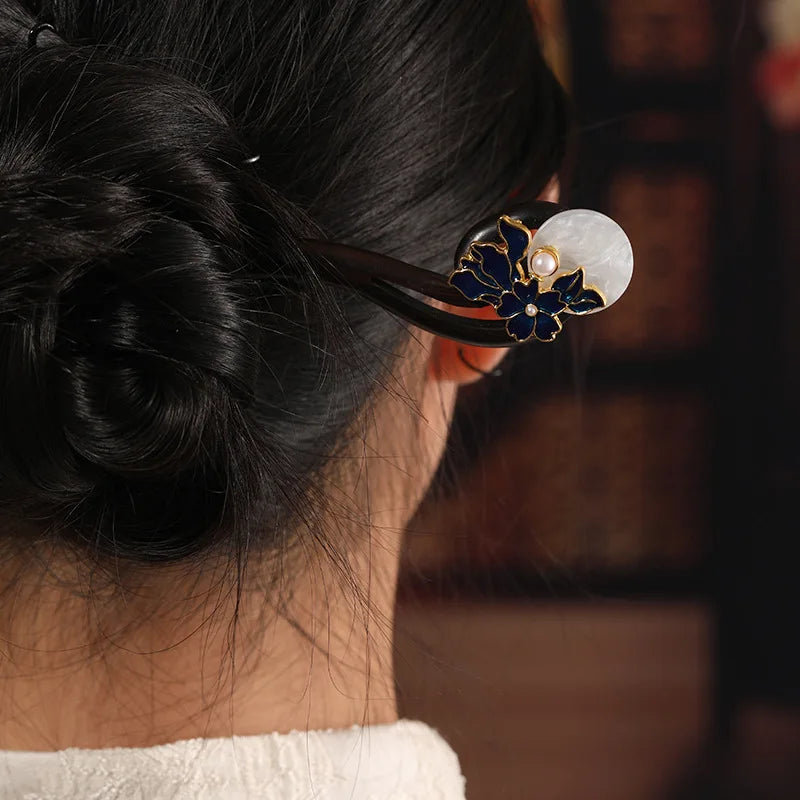 Vintage Floral Tassel Wooden Hair Stick – Hanfu Hairpin Wooden Hair Stick SWANS