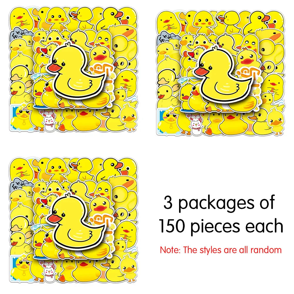 Yellow Duck Cartoon Stickers – Waterproof Anti-Fade DIY Decals Decorative Stickers SWANS 3 bags of 150PCS