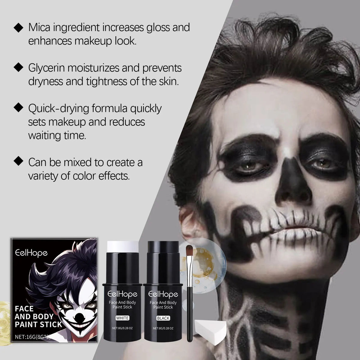 Eelhope Face & Body Paint Kit – Waterproof Halloween Makeup Face & Body Paint SWANS