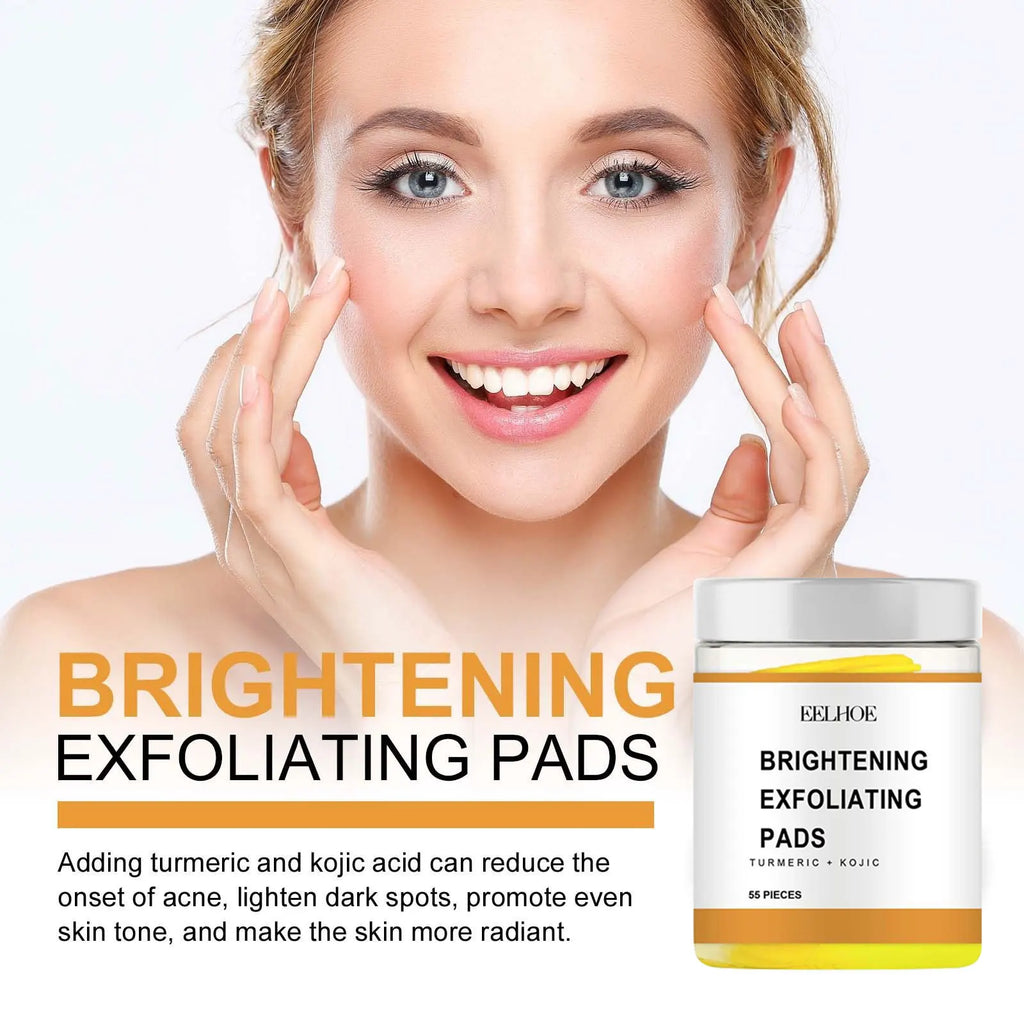 EELHOE Turmeric Kojic Acid Exfoliating Face Pads 55pcs Exfoliating Face Pads SWANS