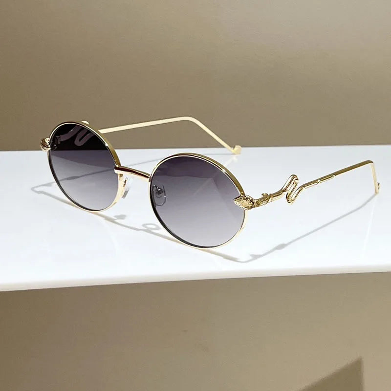 Y2K Steampunk Round Metal Sunglasses – Unisex Vintage Style Round Metal Sunglasses SWANS Gray As the picture