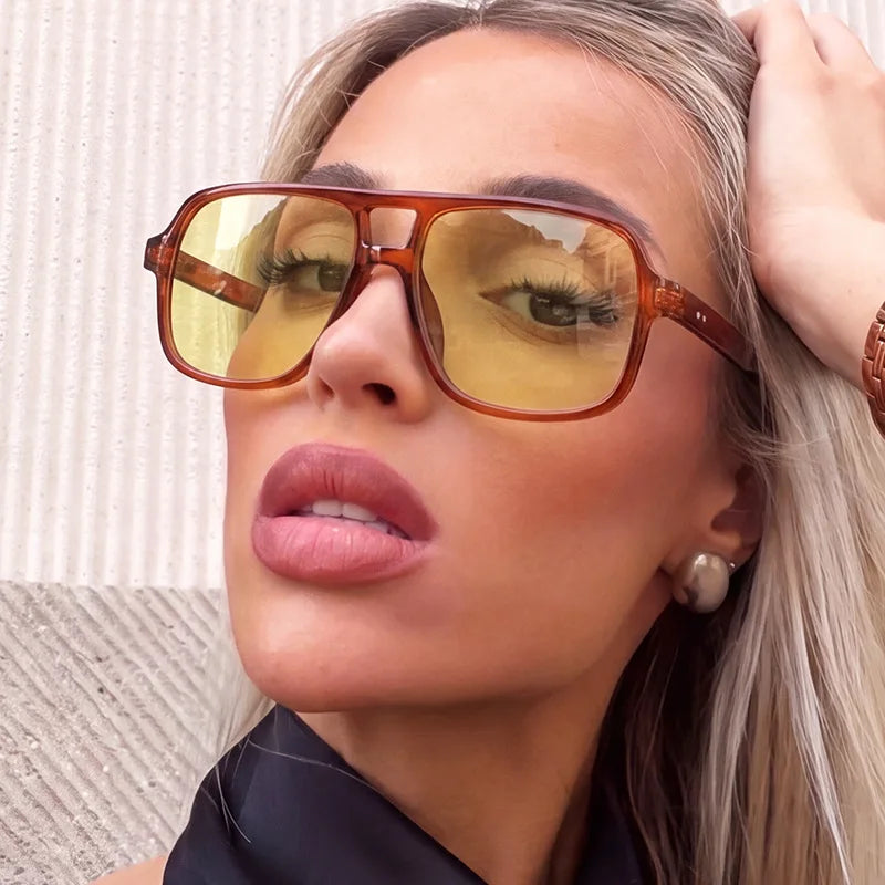 Y2K Oversized Double Bridge Square Sunglasses UV400 Fashion Sunglasses SWANS