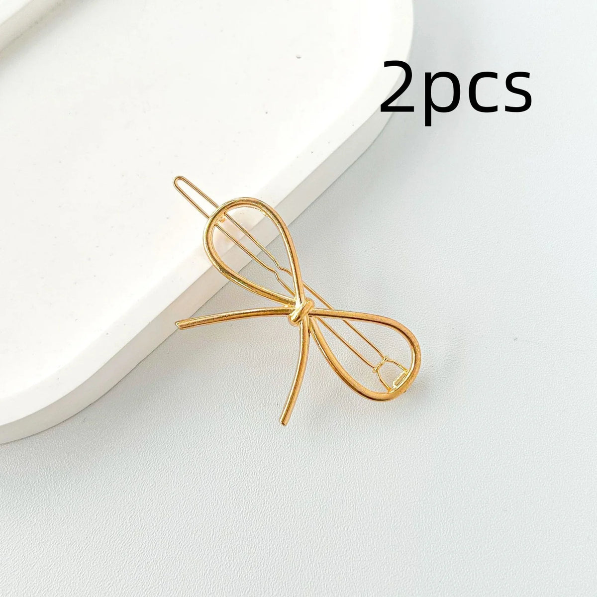 2-Pack Bow Hair Clips – Metal Alloy Butterfly Barrettes for Women Hair Clip Barrettes SWANS 2PCS gold