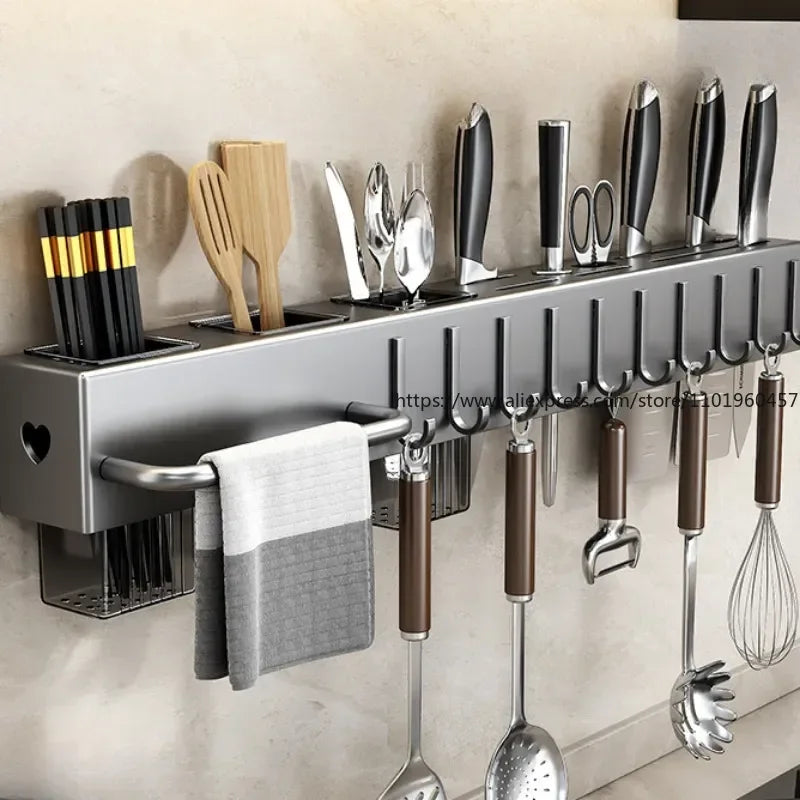 SWANS No-Drill Knife Rack & Utensil Holder | Kitchen Organizer Knife & Utensil Rack SWANS