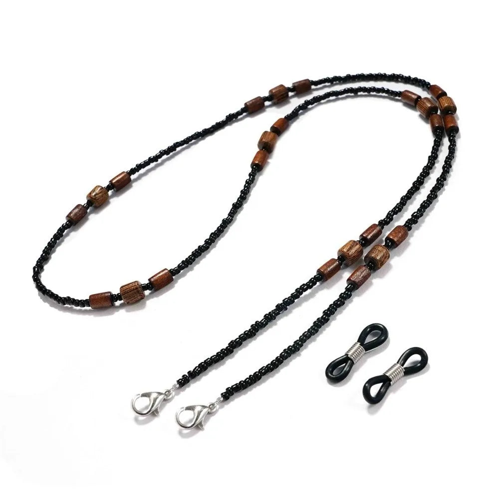 Vintage Beaded Eyeglass Chain – Wood Bead Glasses Retainer Eyeglass Chain SWANS