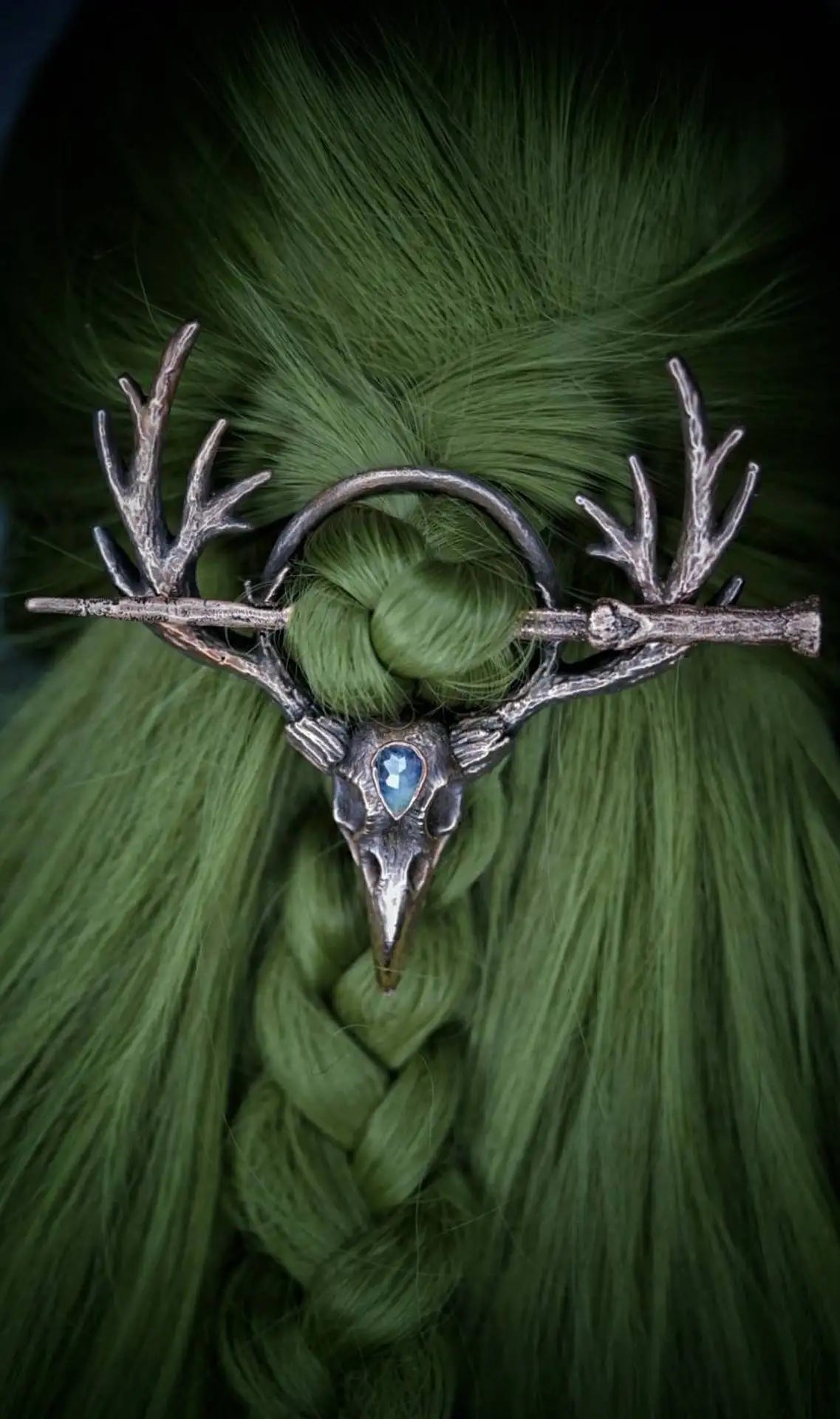 Gothic Skull Moonstone Hair Stick – Y2K Retro Hairpin Gothic Hair Accessory SWANS