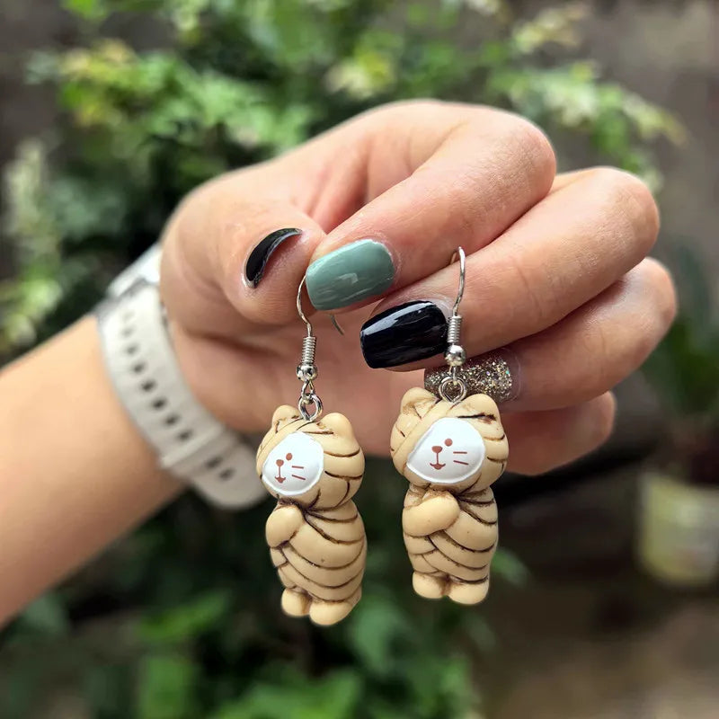 Halloween Mummy Pumpkin Skeleton Resin Dangle Earrings Resin Dangle Earrings SWANS Style 3