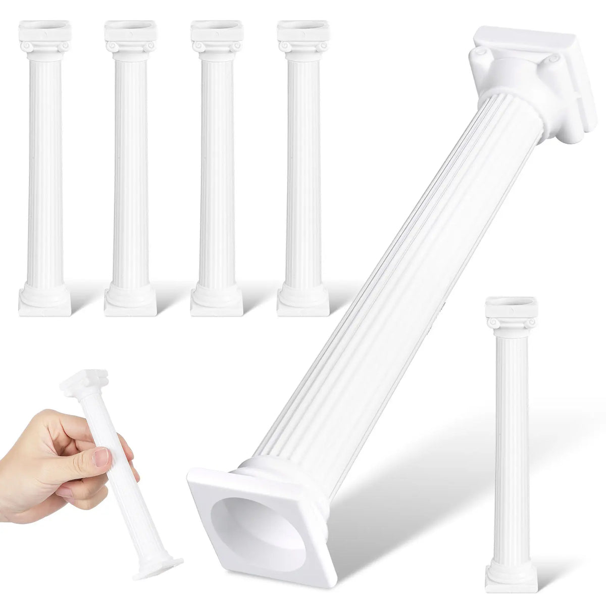 6-Pack Mini White Roman Column Pillars – Party & Wedding Décor Decorative Pillar Set SWANS