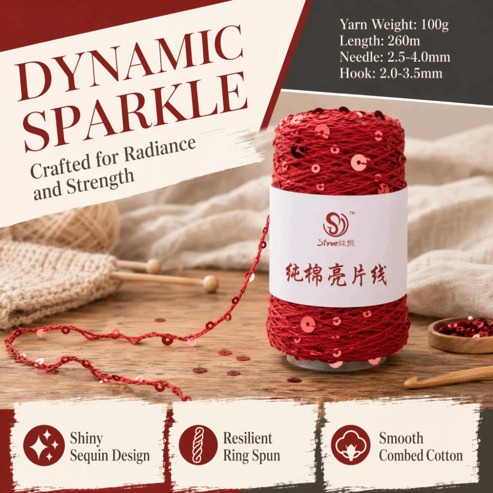 Shiny Sequin Hand Knitting Yarn – Glitter Craft Thread Roll Knitting Yarn SWANS