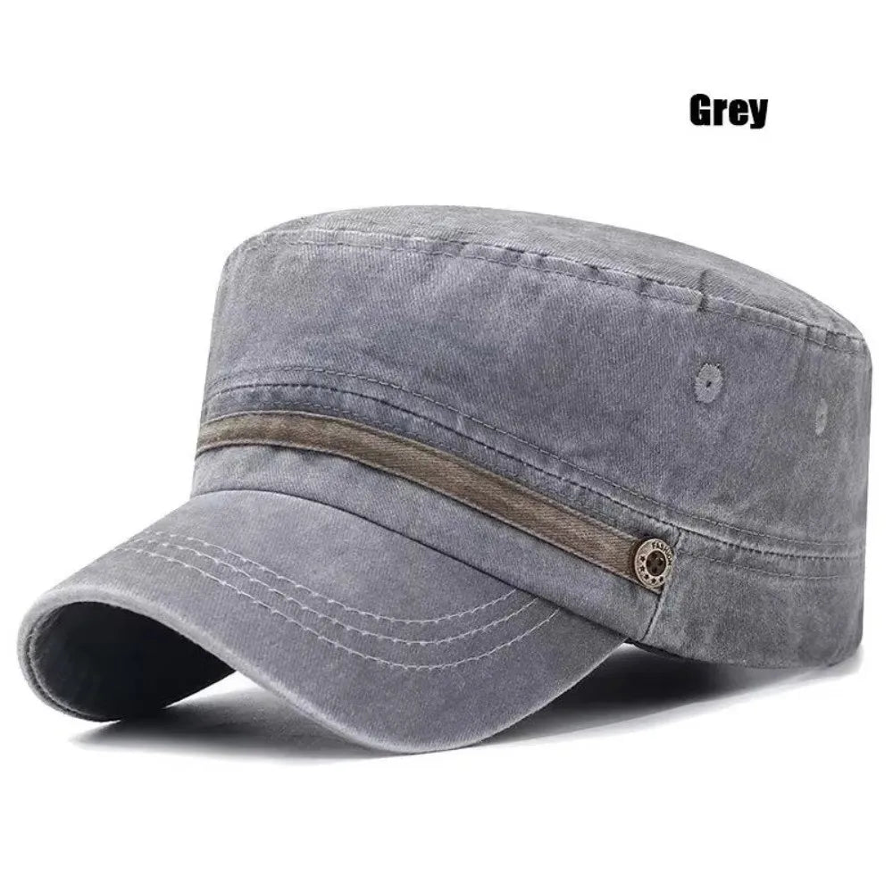 Retro Washed Cotton Flat Cap – Adjustable Dad Hat Men Women Flat Cap Hat SWANS