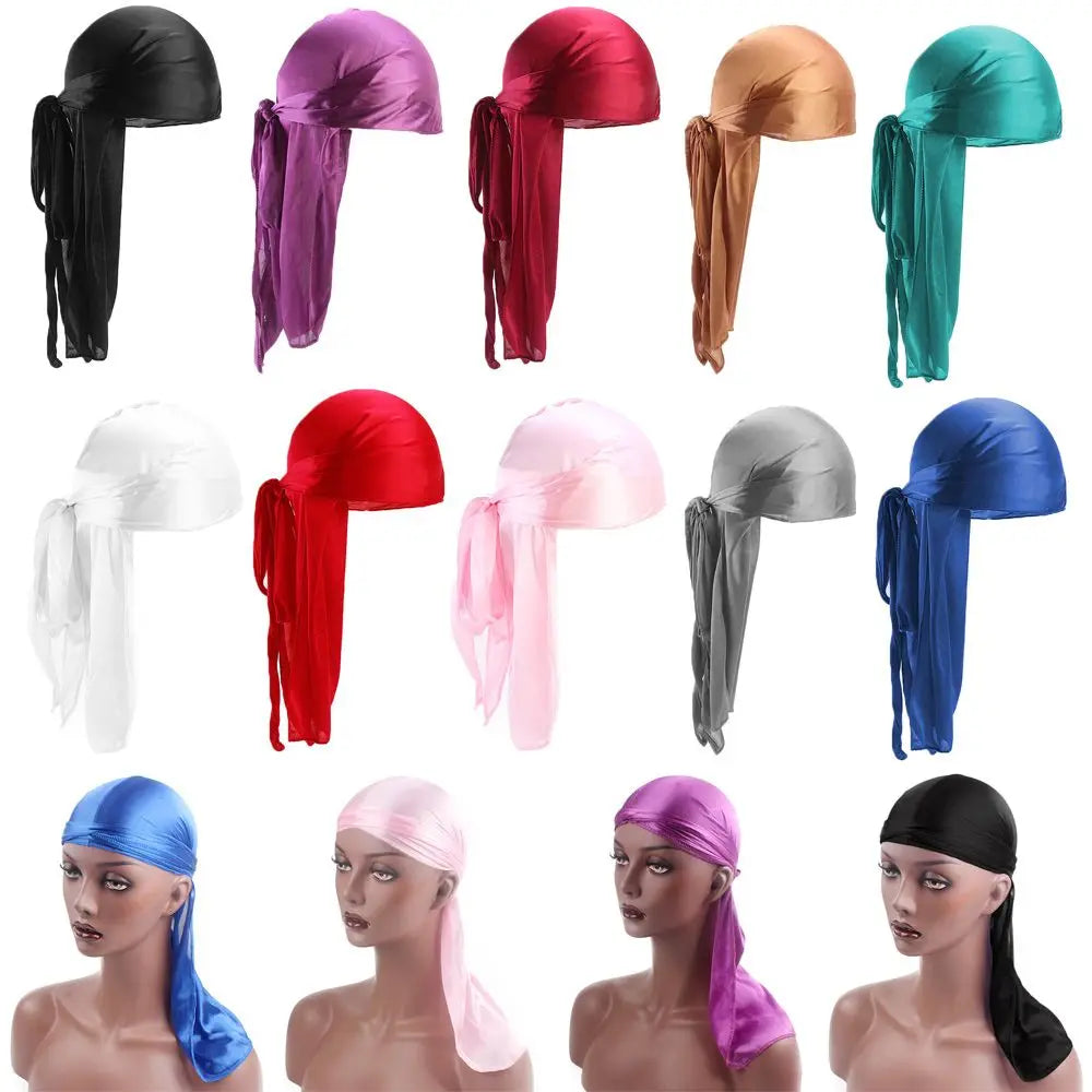 Pre-Tied Silk Durag Bandana Hat – Unisex Adjustable Head Wrap Bandana Head Wrap SWANS