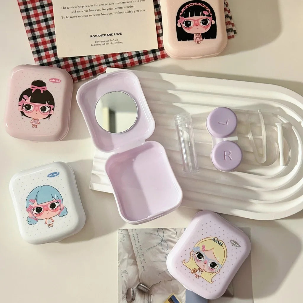 Portable Contact Lens Case Kit with Mirror & Accessories Contact Lens Case SWANS