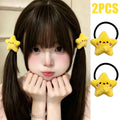 2PCS Kawaii Plush Star Hair Ties – Cute Elastic Hair Bands Plush Hair Ties SWANS 2PCS