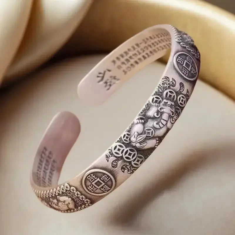Pixiu Copper Coin Open Cuff Bracelet – Chinese Style Bangle Cuff Bangle Bracelet SWANS