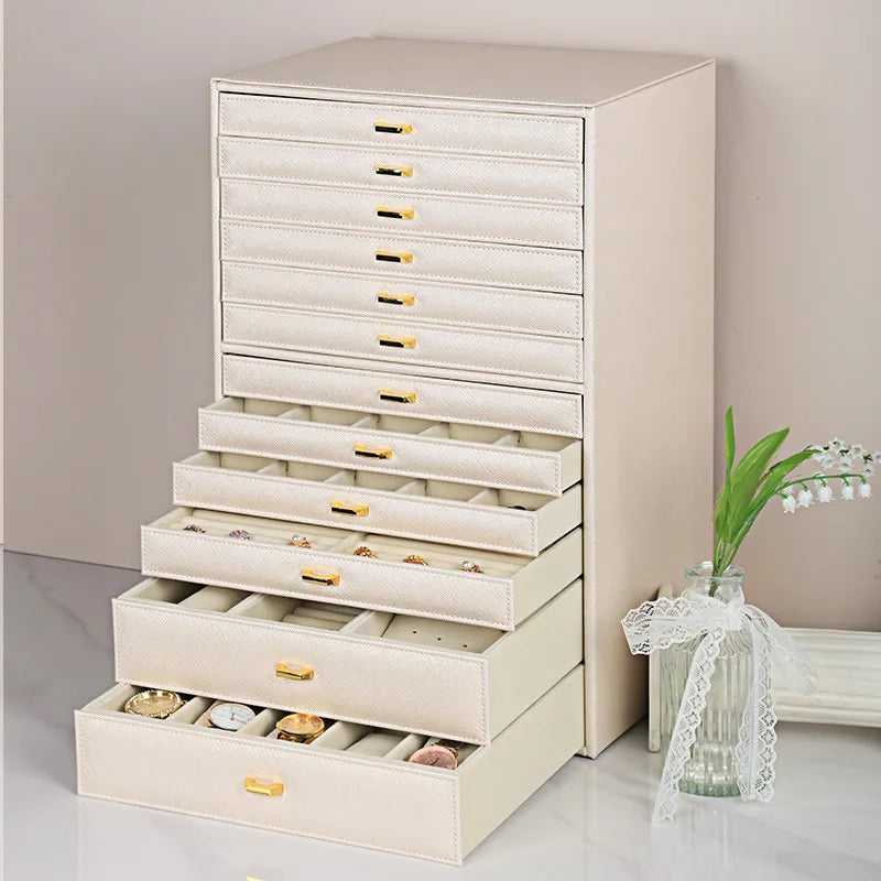 12-Layer European Jewelry Organizer Box – Rings, Necklaces & More Jewelry Organizer Box SWANS
