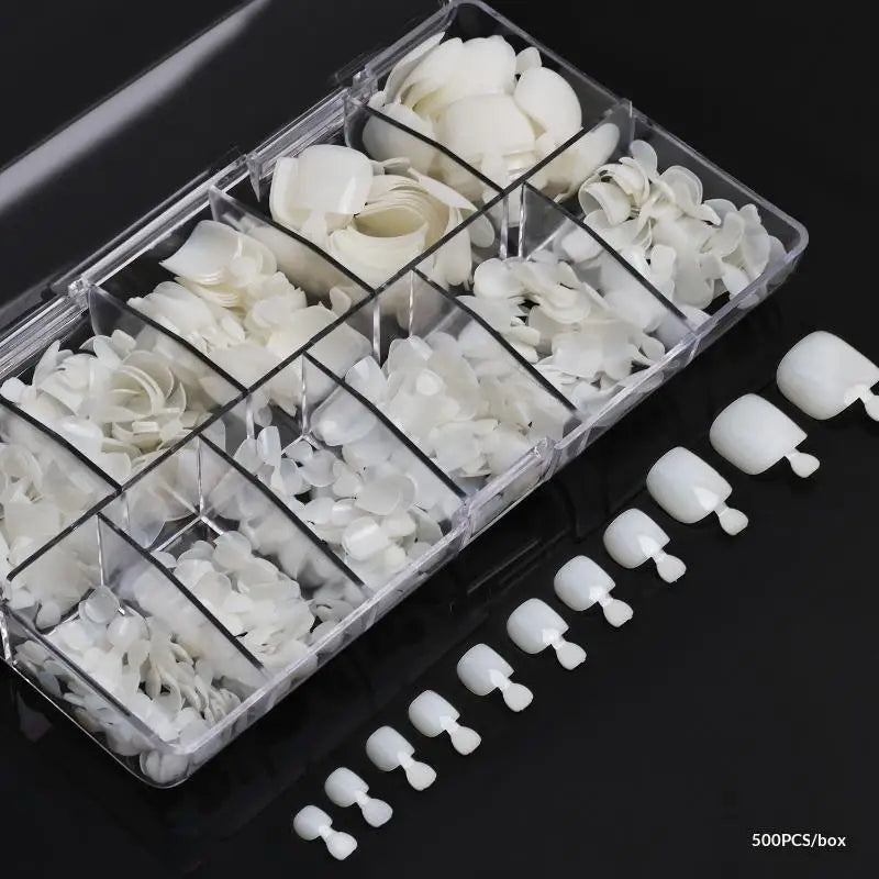 500PCS False Toenail Tips 11 Sizes – DIY Nail Art + Storage Box False Toenail Tips SWANS