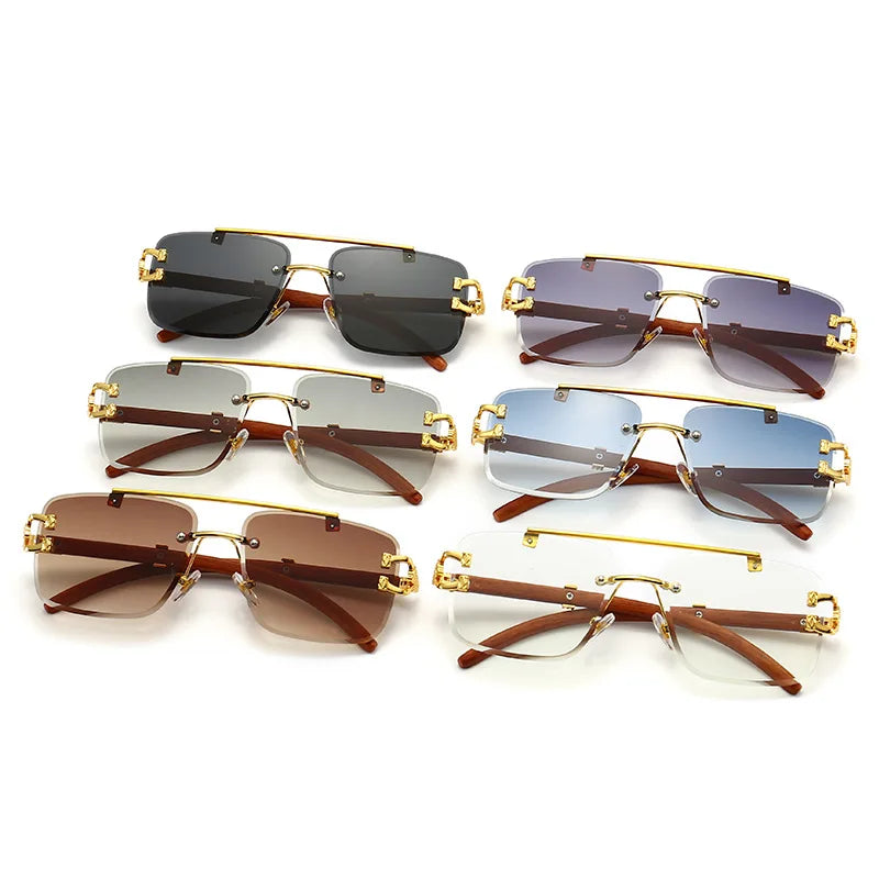 TOYEARN Rimless Square Sunglasses UV400 – Vintage Style Fashion Sunglasses SWANS