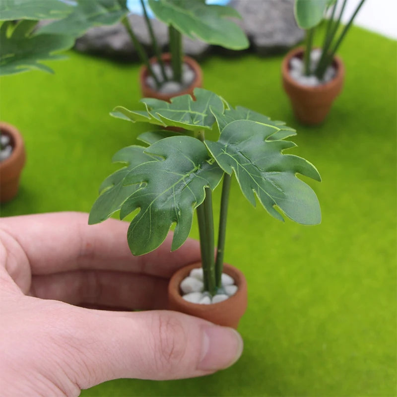1:12 Scale Dollhouse Miniature Green Plant Potted Ornament Dollhouse Miniature SWANS