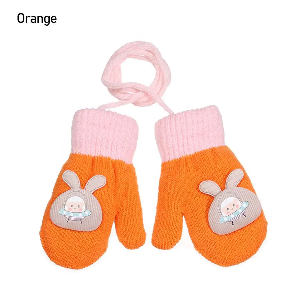 Kids Winter Knitted Mittens – Warm Toddler Gloves Ages 1–6 Kids Winter Mittens SWANS orange