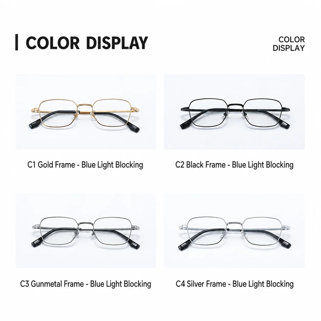 Retro Rectangle Titanium Eyeglasses Frames – Blue Light Blocking Eyeglasses Frames SWANS