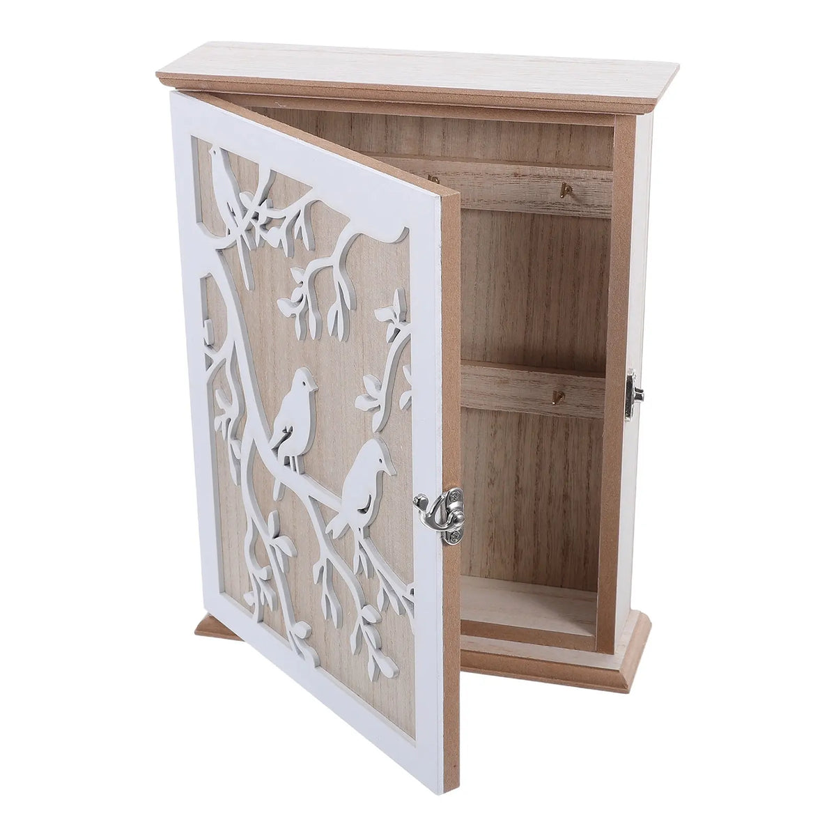 Wall Mounted Wood Key Cabinet – Rustic Bird Design Organizer Wall Key Cabinet SWANS Default Title