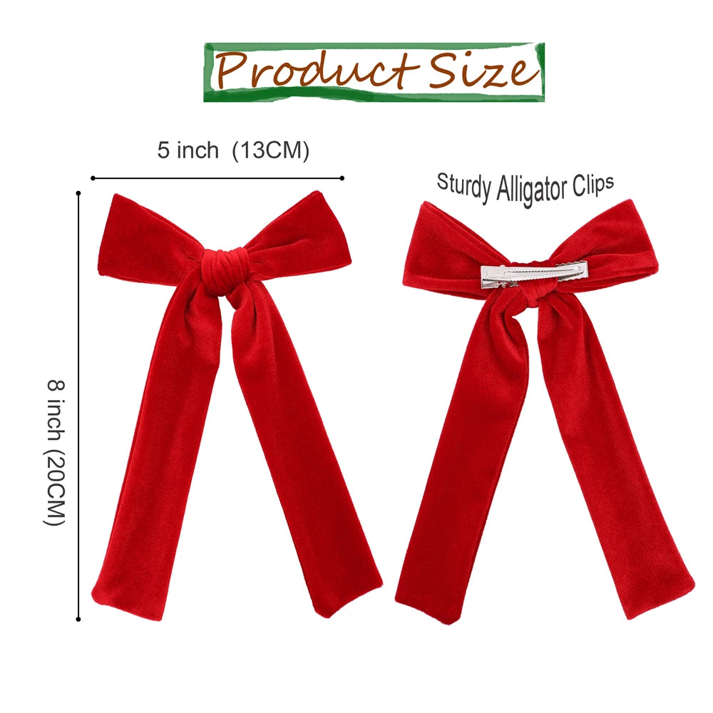 Long Tail Velvet Bow Hair Clips – Girls, Kids & Moms Velvet Bow Hair Clip SWANS