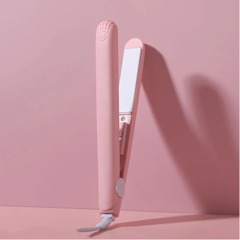 YIBER Mini Ceramic Flat Iron – 2-in-1 Hair Straightener & Curler Ceramic Flat Iron SWANS Pink UK