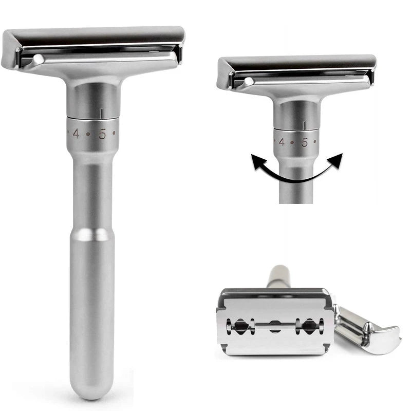 YUNCHI Men's Adjustable Safety Razor – 8-Speed Stainless Steel Adjustable Safety Razor SWANS