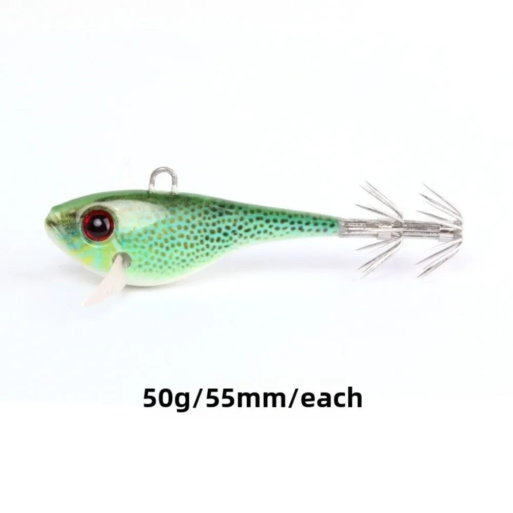 Wood Squid Jig Lure 55mm 50g Sinking Eging Bait Saltwater Squid Jig Lure SWANS