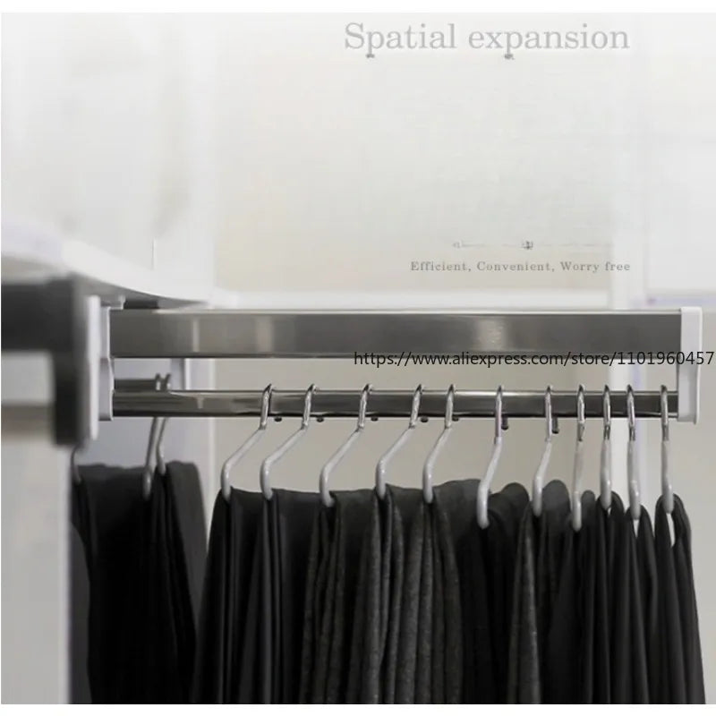 Pull-Out Closet Valet Rod – Ball Bearing Wardrobe Hanger Rail Wardrobe Valet Rod SWANS