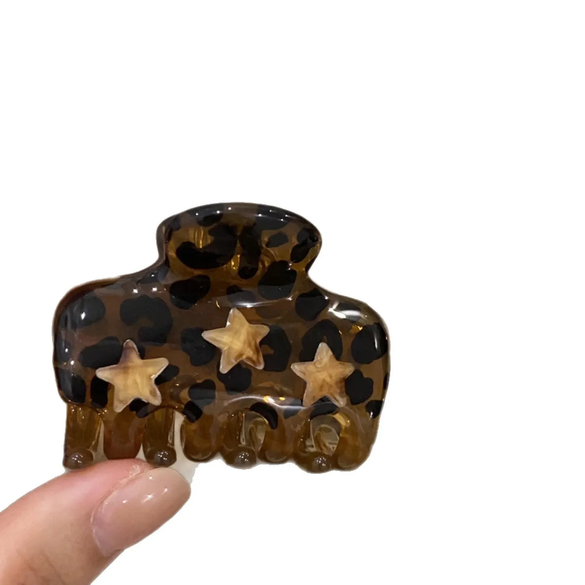 Vintage Star Leopard Print Hair Claw Clip – Acrylic Jaw Clip Hair Claw Clip SWANS
