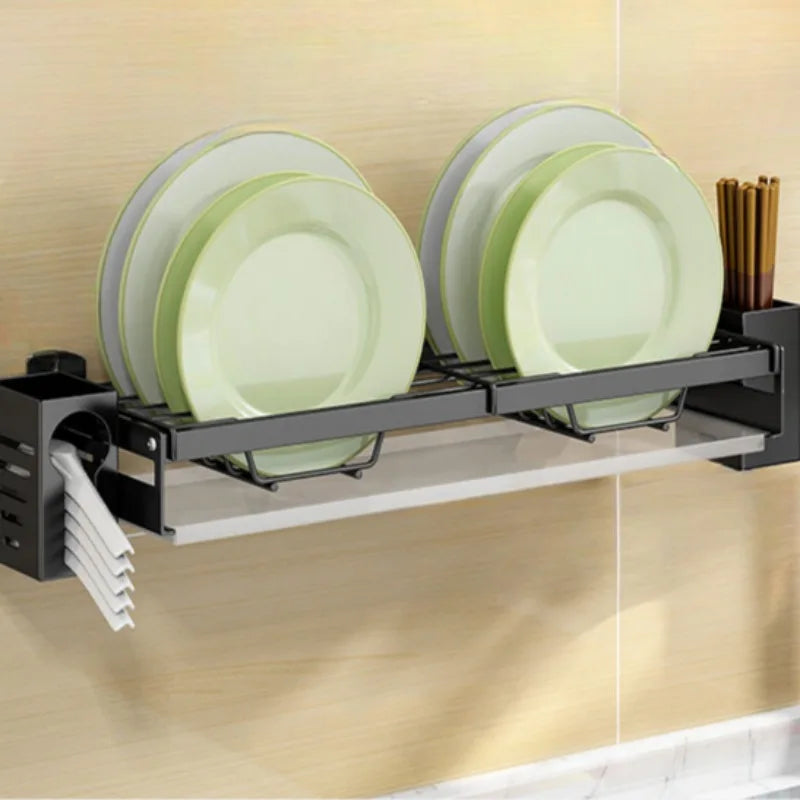 SWANS Wall-Mounted Kitchen Dish Rack & Utensil Organizer Kitchen Dish Rack SWANS black