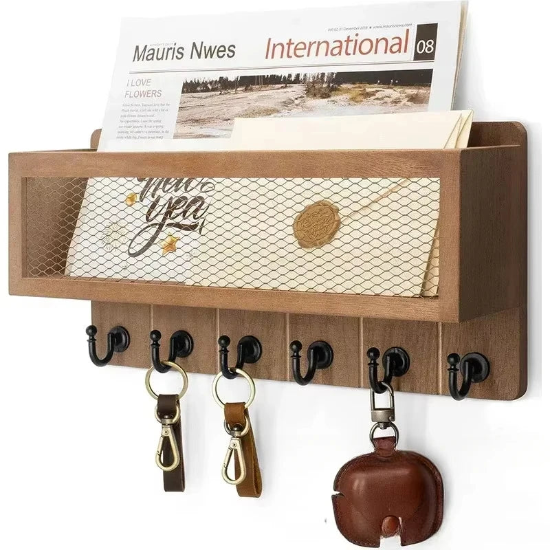 SWANS Wall-Mounted Wood Key & Mail Organizer Rack Key & Mail Organizer SWANS