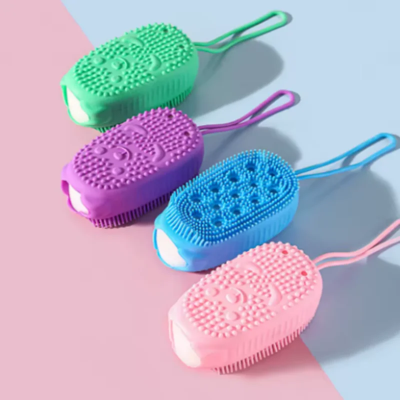 SWANS Silicone Shower Brush – Double-Sided Body Massager Silicone Bath Brush SWANS