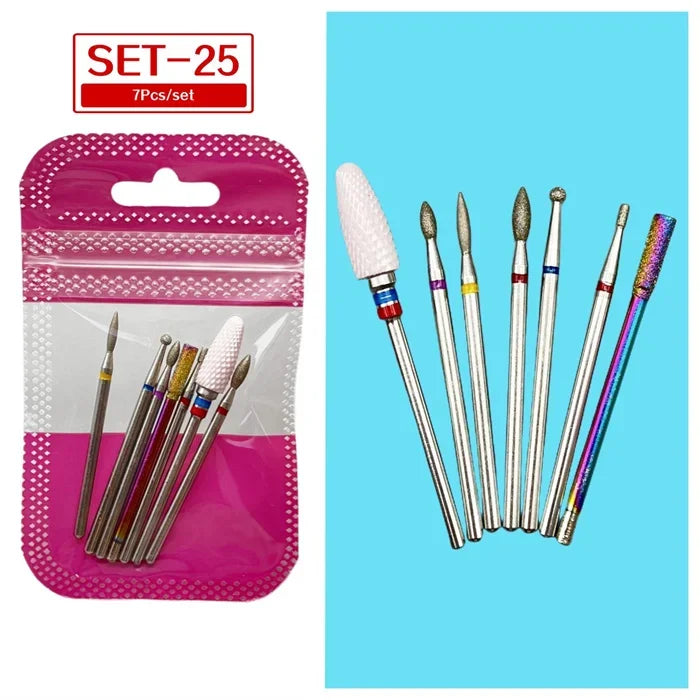 Tungsten Steel Nail Drill Bit Set – Cuticle Milling Cutter 6/7pc