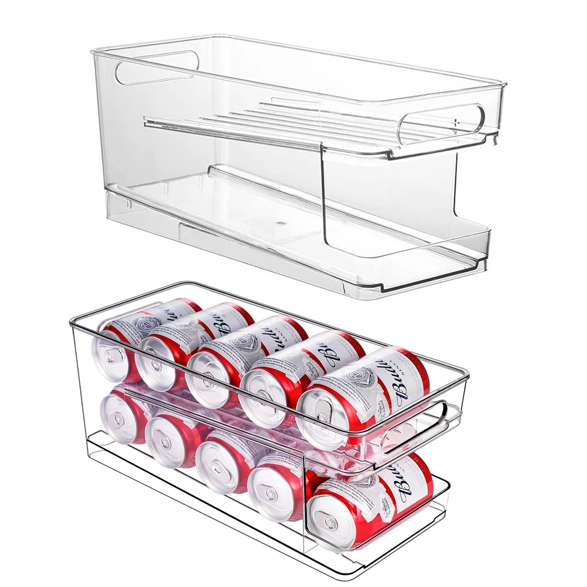 Stackable 2-Tier Rolling Can Dispenser & Fridge Organizer Can Dispenser Organizer SWANS