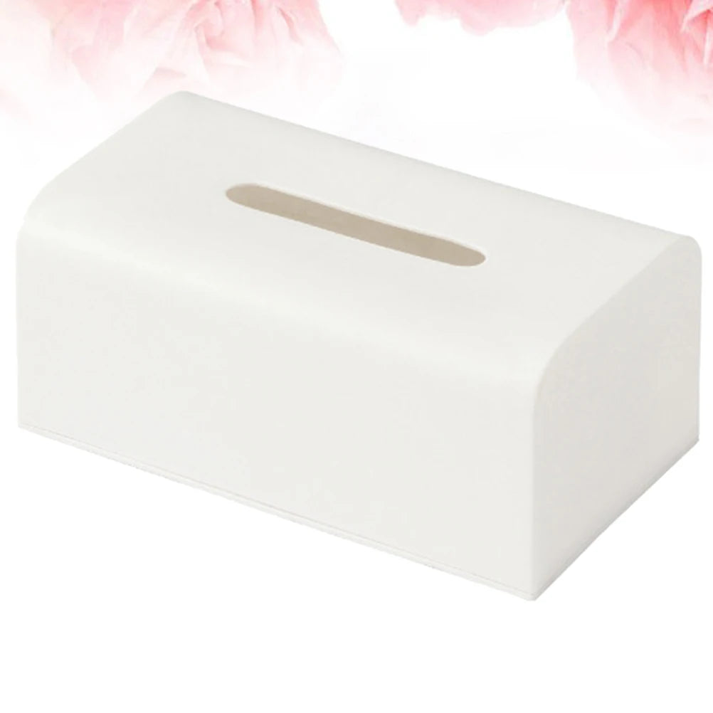 SWANS Large Plastic Tissue Box Holder – White Desktop Napkin Storage Tissue Box Holder SWANS