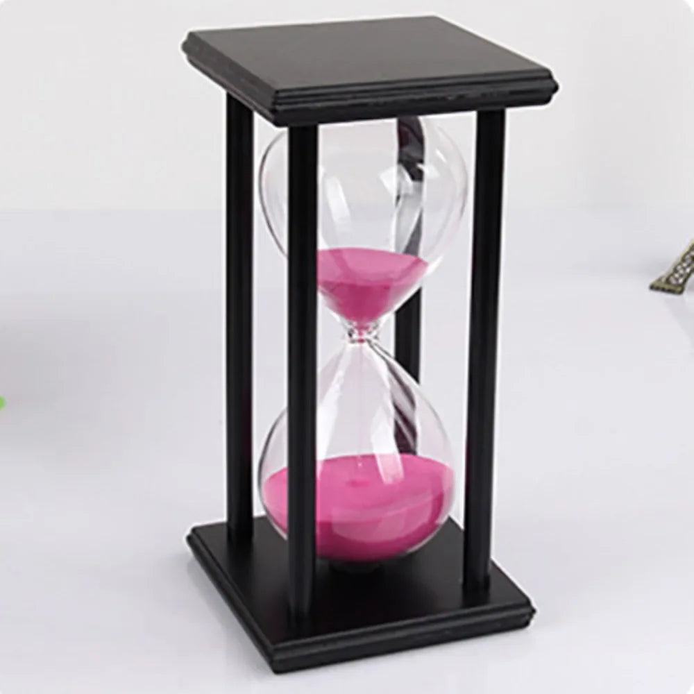 Vintage Wooden Hourglass Sand Timer 30/60 Min – 8 Colors Hourglass Sand Timer SWANS Black Pink 60min
