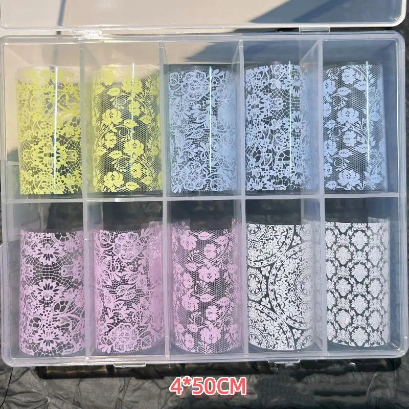Lace Tulip Nail Foils – Black & White Sequin Nail Stickers Nail Art Stickers SWANS A1