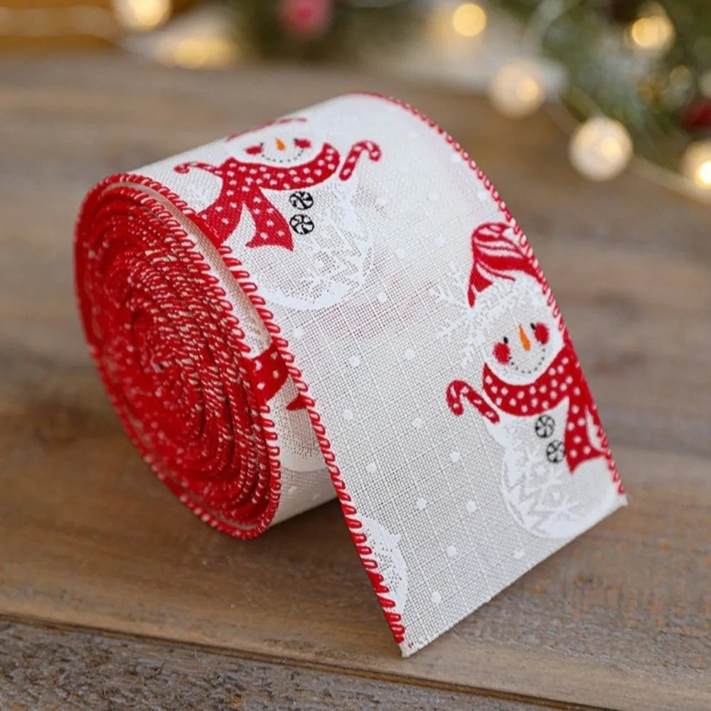 2M Christmas Plaid Burlap Ribbon – Snowman & Snowflake DIY Christmas Craft Ribbon SWANS