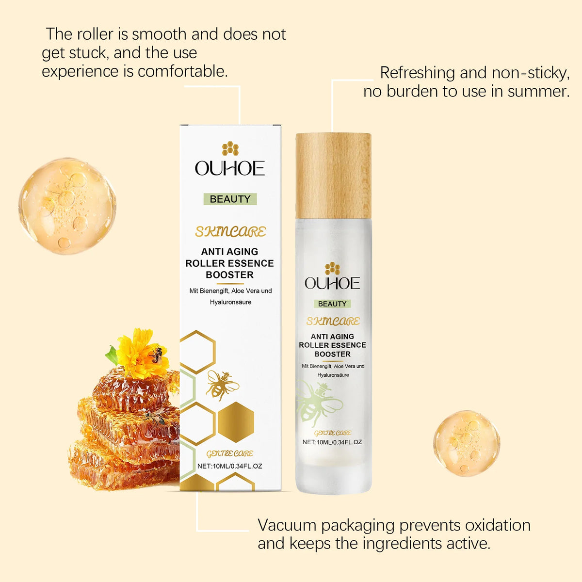 Bee Venom Roller Serum – Hyaluronic Acid Skin Firming 10ml Facial Roller Serum SWANS