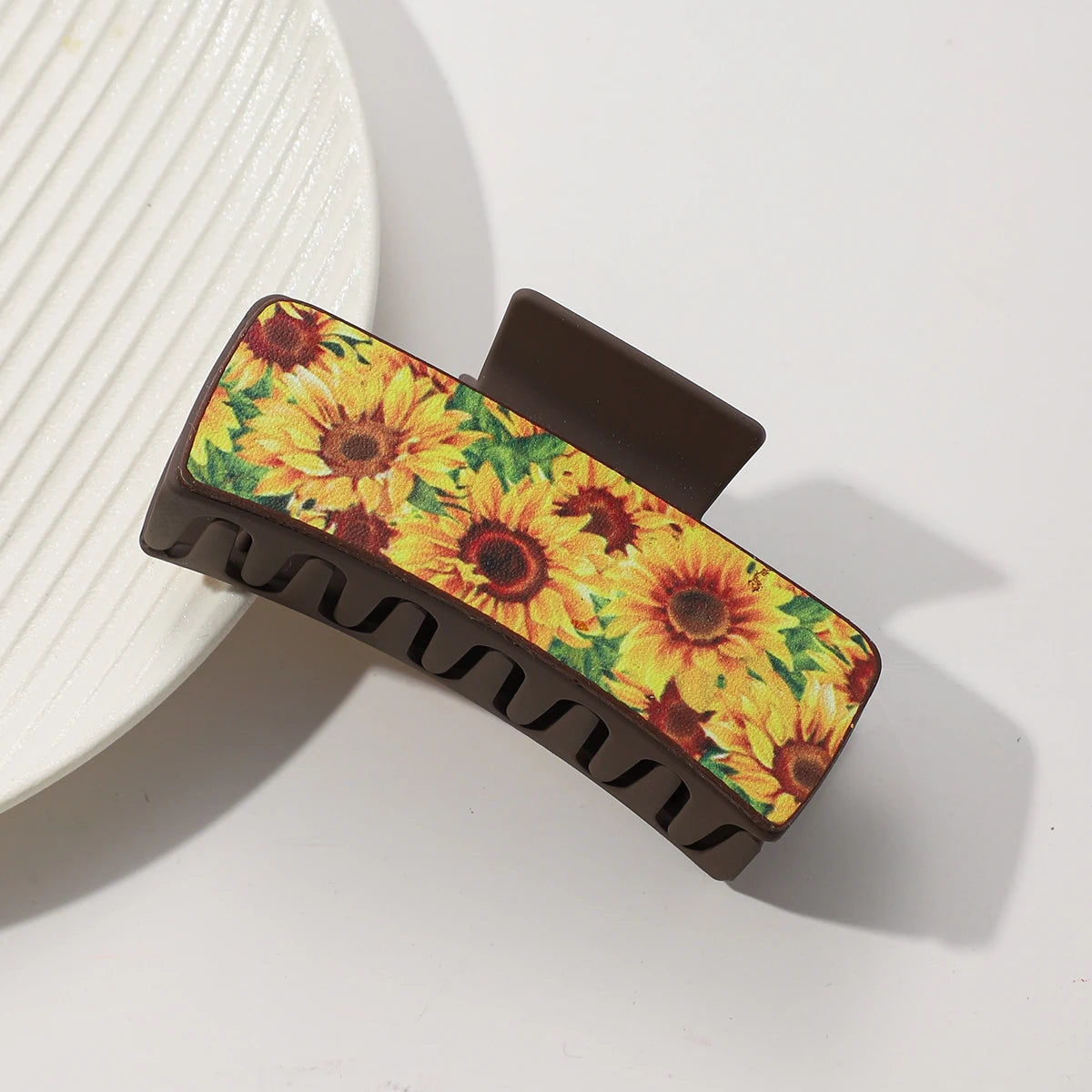 Western PU Leather Hair Claw Clips – Sunflower Southwest Print Hair Claw Clips SWANS 06