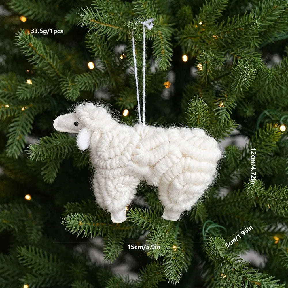 Wool Felt Sheep Christmas Ornament – Cute Hanging Pendant Christmas Ornament SWANS White