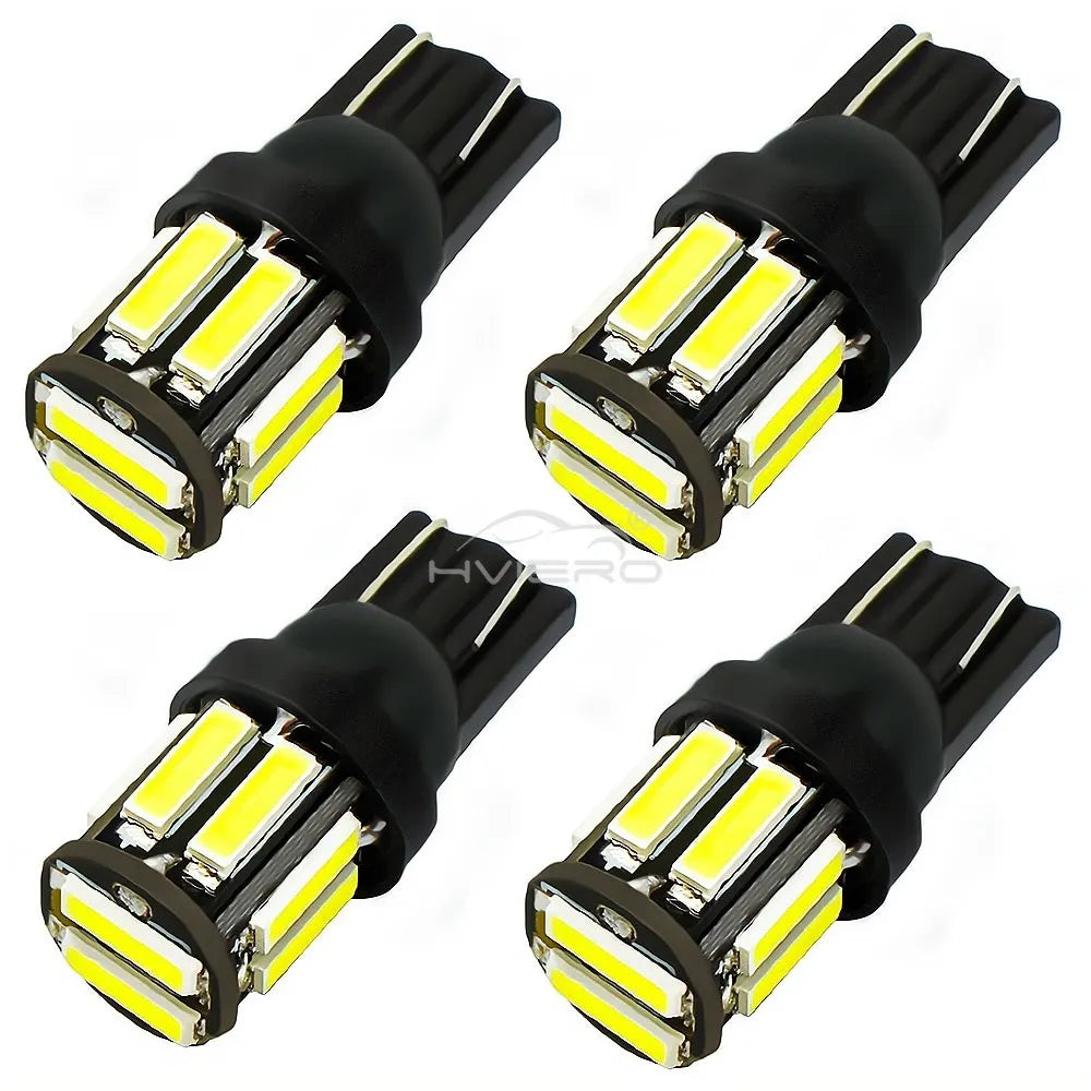 T10 W5W 7020 10-SMD LED Car Bulbs 12V White – 1/2/4 Pack LED Car Bulb SWANS 4Pcs White