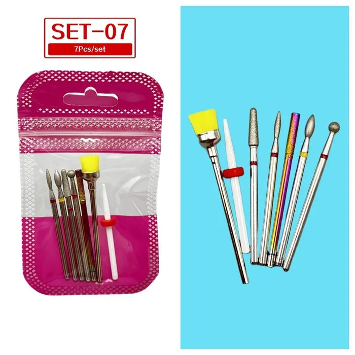Tungsten Steel Nail Drill Bit Set – Cuticle Milling Cutter 6/7pc