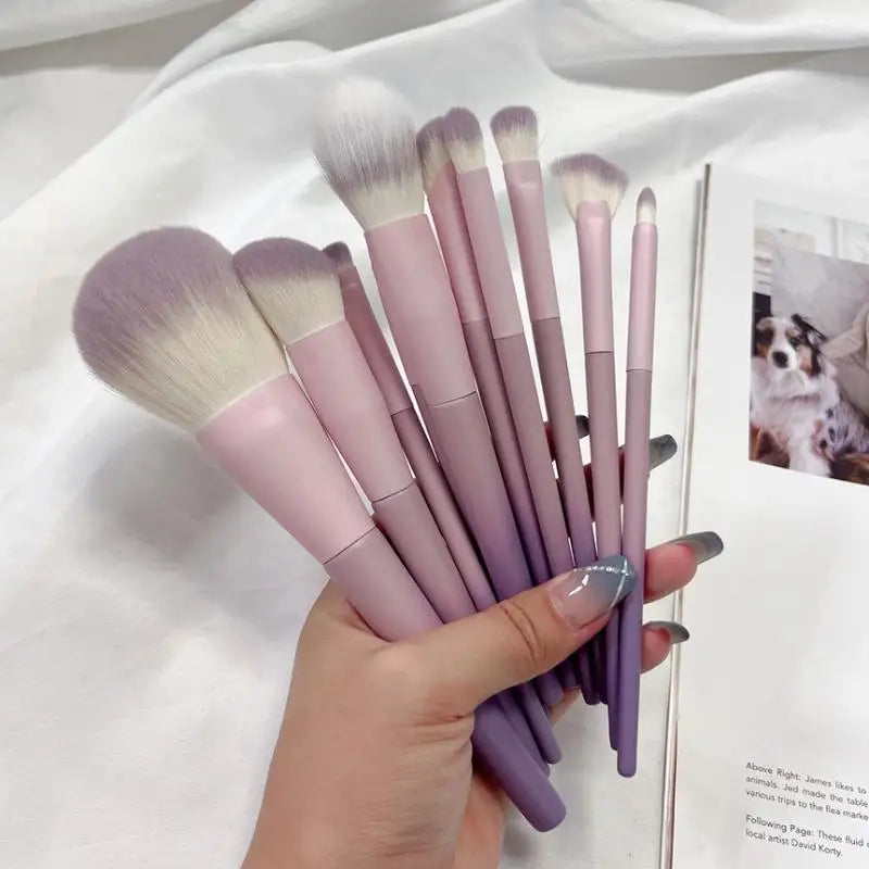 10-Piece Purple Makeup Brush Set – Powder, Shadow & Concealer Makeup Brush Set SWANS