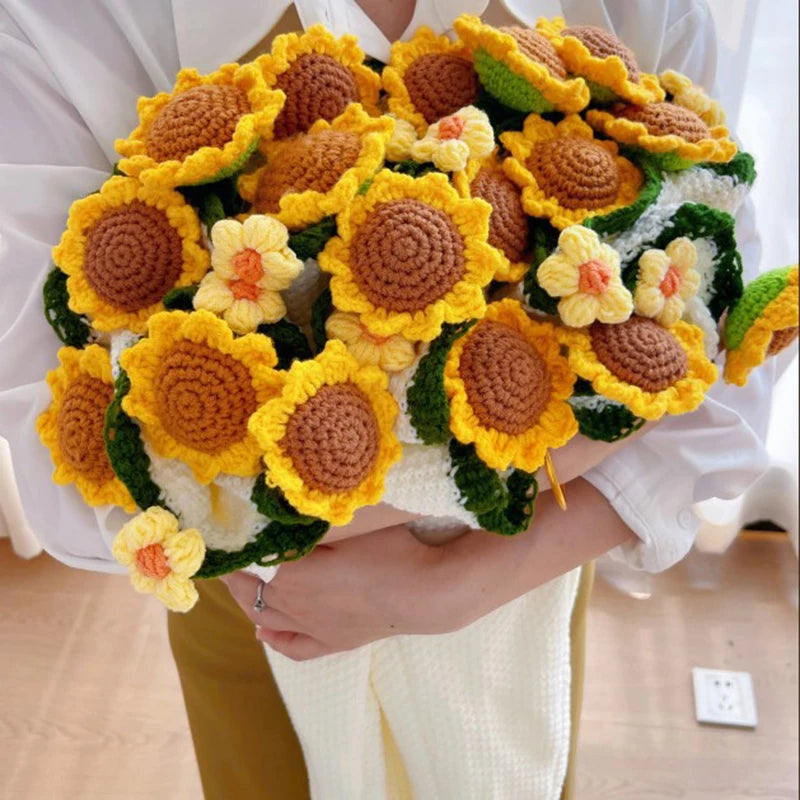 Rose Bouquet Crochet Blanket Kit – Handmade Knit Throw Gift Crochet Craft Kit SWANS