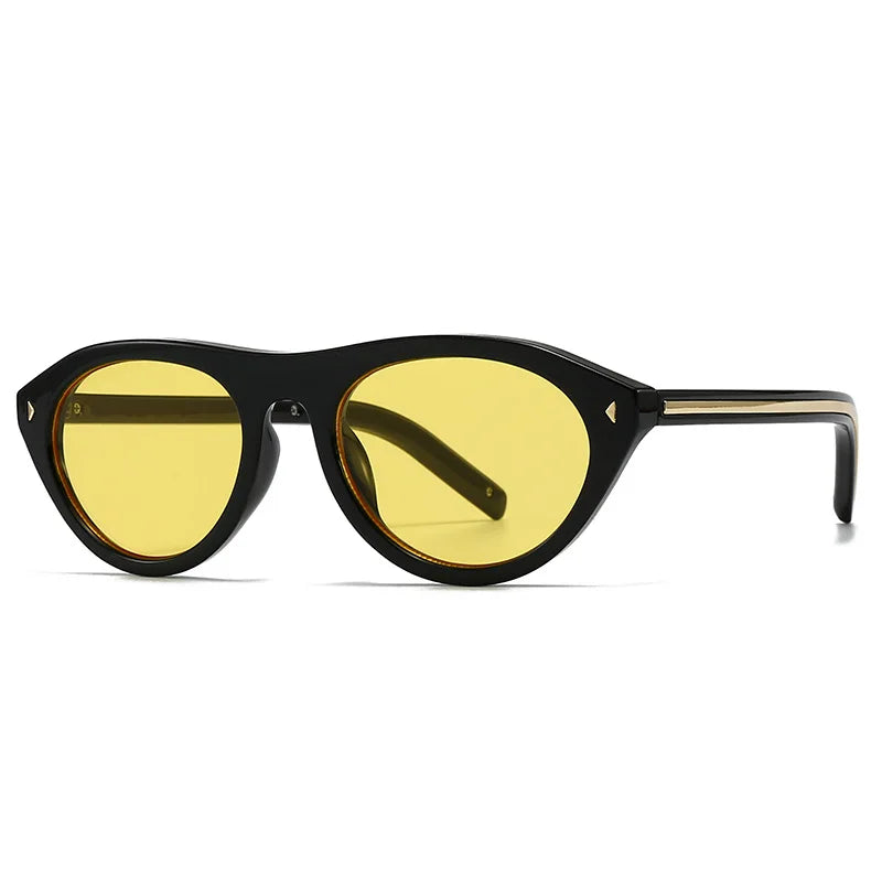Y2K Pilot Sunglasses Unisex Vintage Punk Rivet UV400 Pilot Sunglasses SWANS Black Yellow